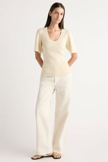 Karolina | Reina Sculpted Scoop-Neck Knit Top in Size Extra Small