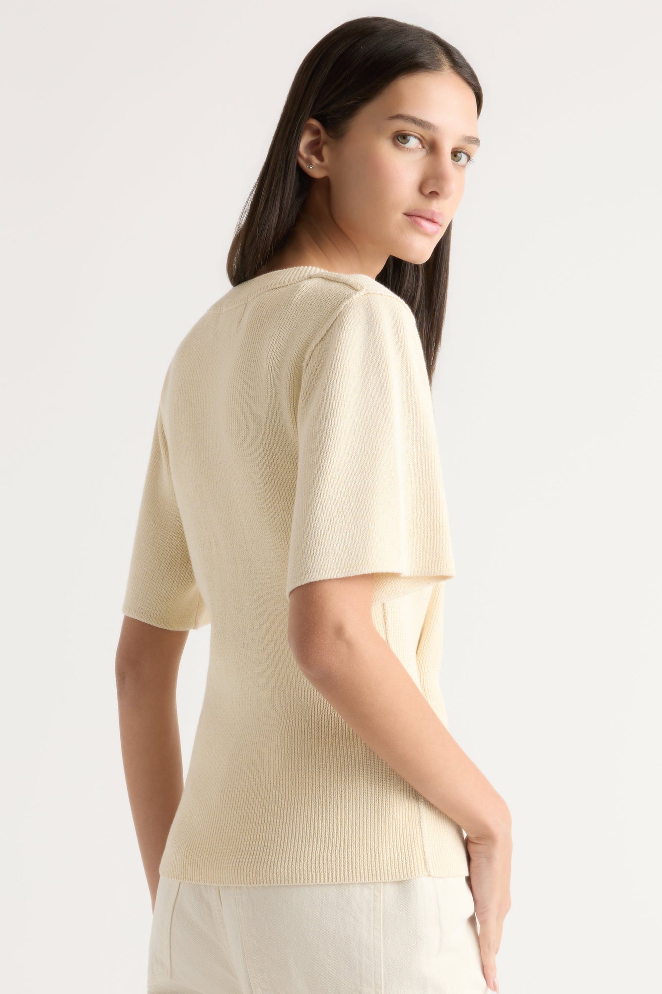 Karolina | Reina Sculpted Scoop-Neck Knit Top in Size Extra Small