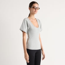 Renee Sculpted Scoop-Neck Tee | Heather Grey