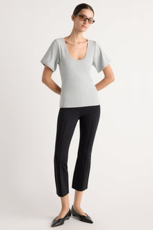 Renee Sculpted Scoop-Neck Tee | Heather Grey