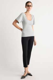 Renee Sculpted Scoop-Neck Tee | Heather Grey