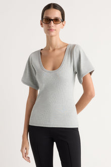 Renee Sculpted Scoop-Neck Tee | Heather Grey