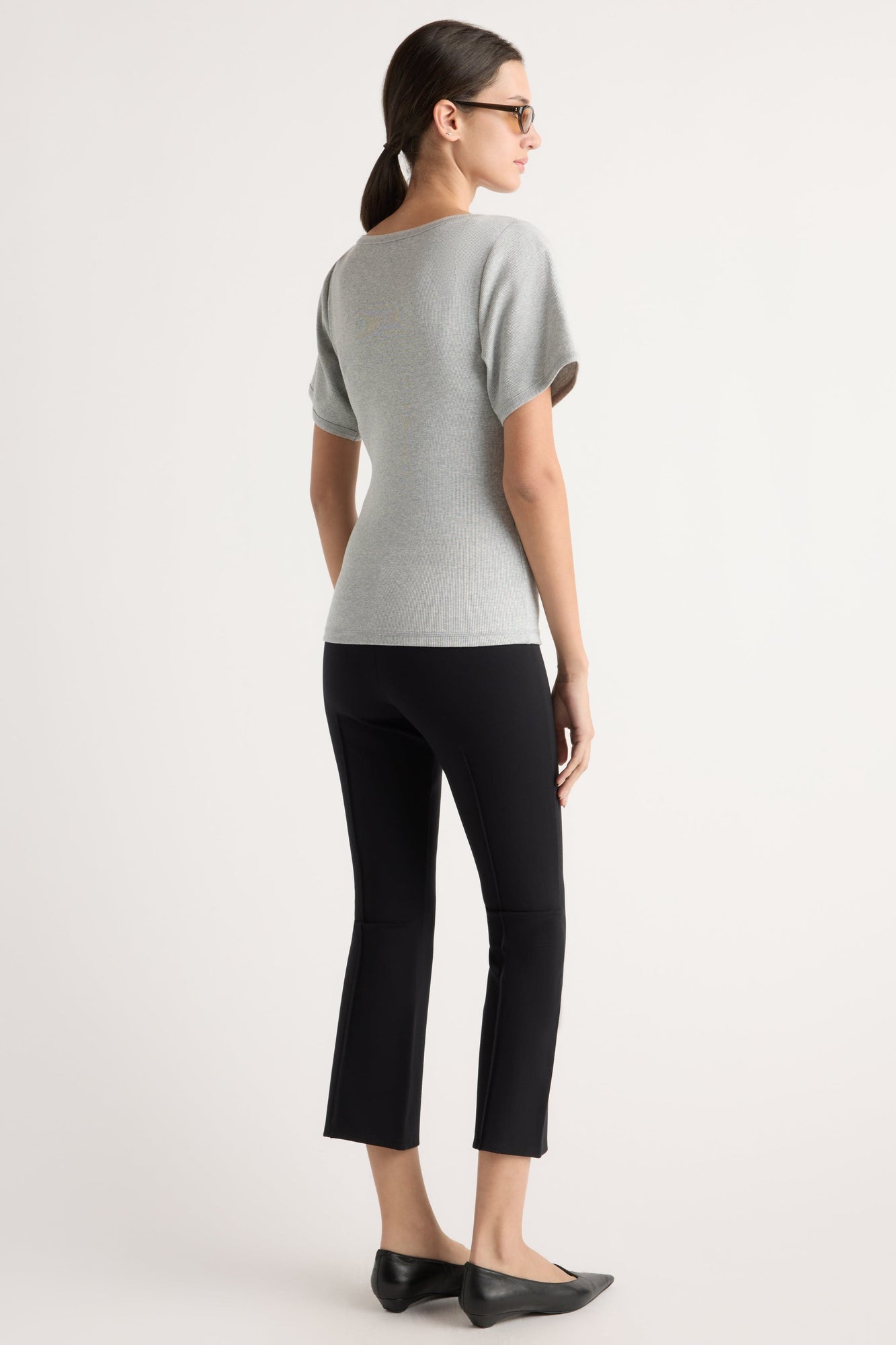 Renee Sculpted Scoop-Neck Tee | Heather Grey