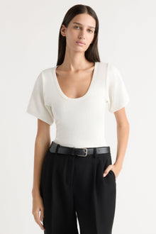 Karolina | Renee Sculpted Scoop-Neck Tee in Size Extra Small