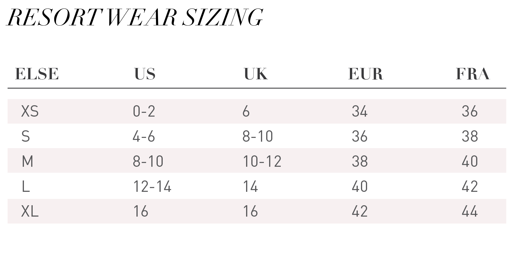Product size guide