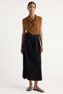 Isilda | Romy Cotton-Linen Cowl-Neck Tee in Size Extra Small