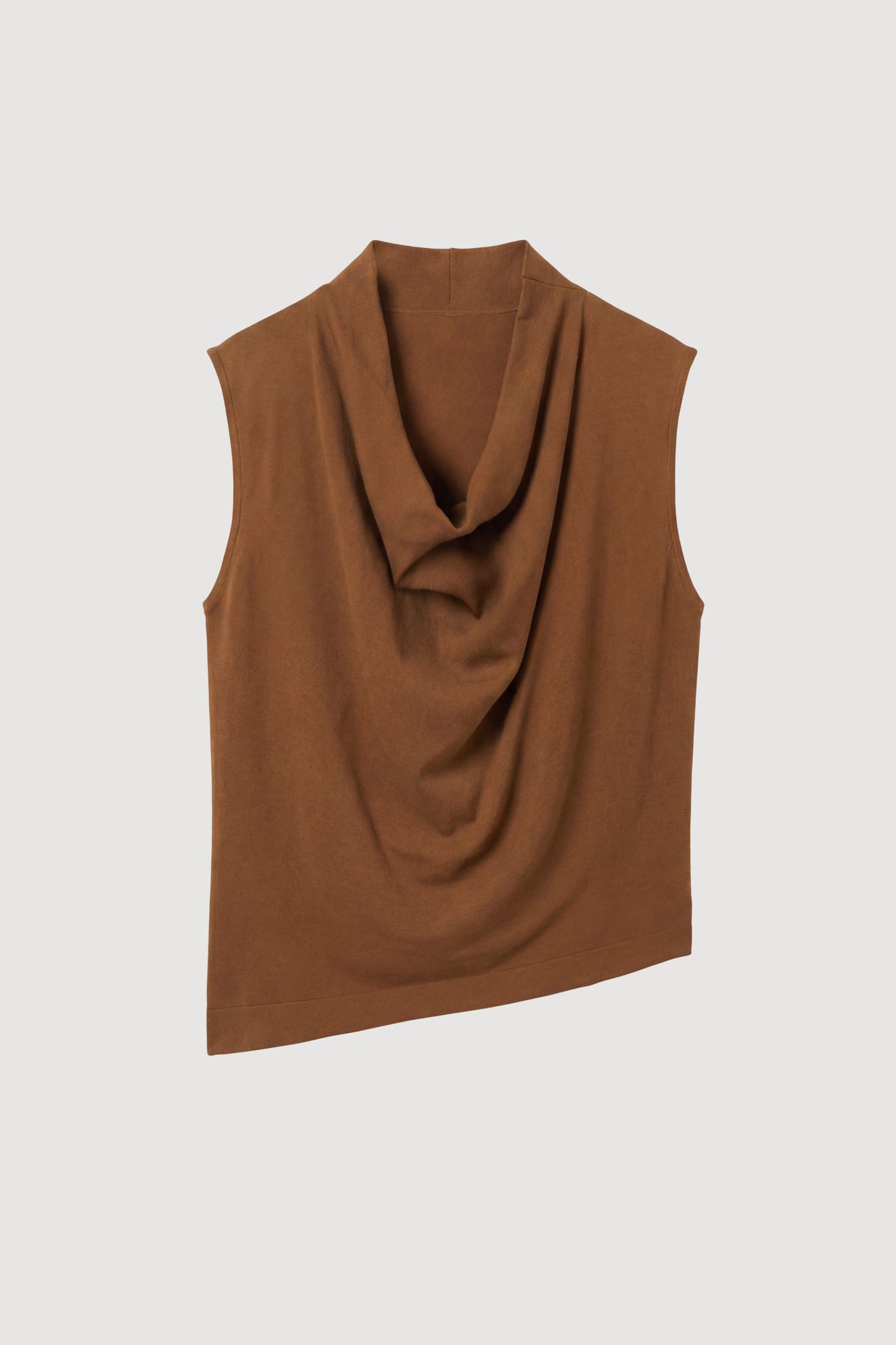 Arya | Romy Cotton-Linen Cowl-Neck Tee in Size Small - Flat
