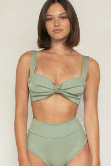 Full Coverage High Rise Bikini Bottom | Sage Green Rib