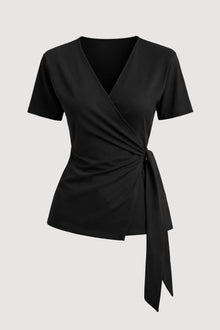 Mali | Sena Organic Cotton Wrap Tee in Size Small - Flat