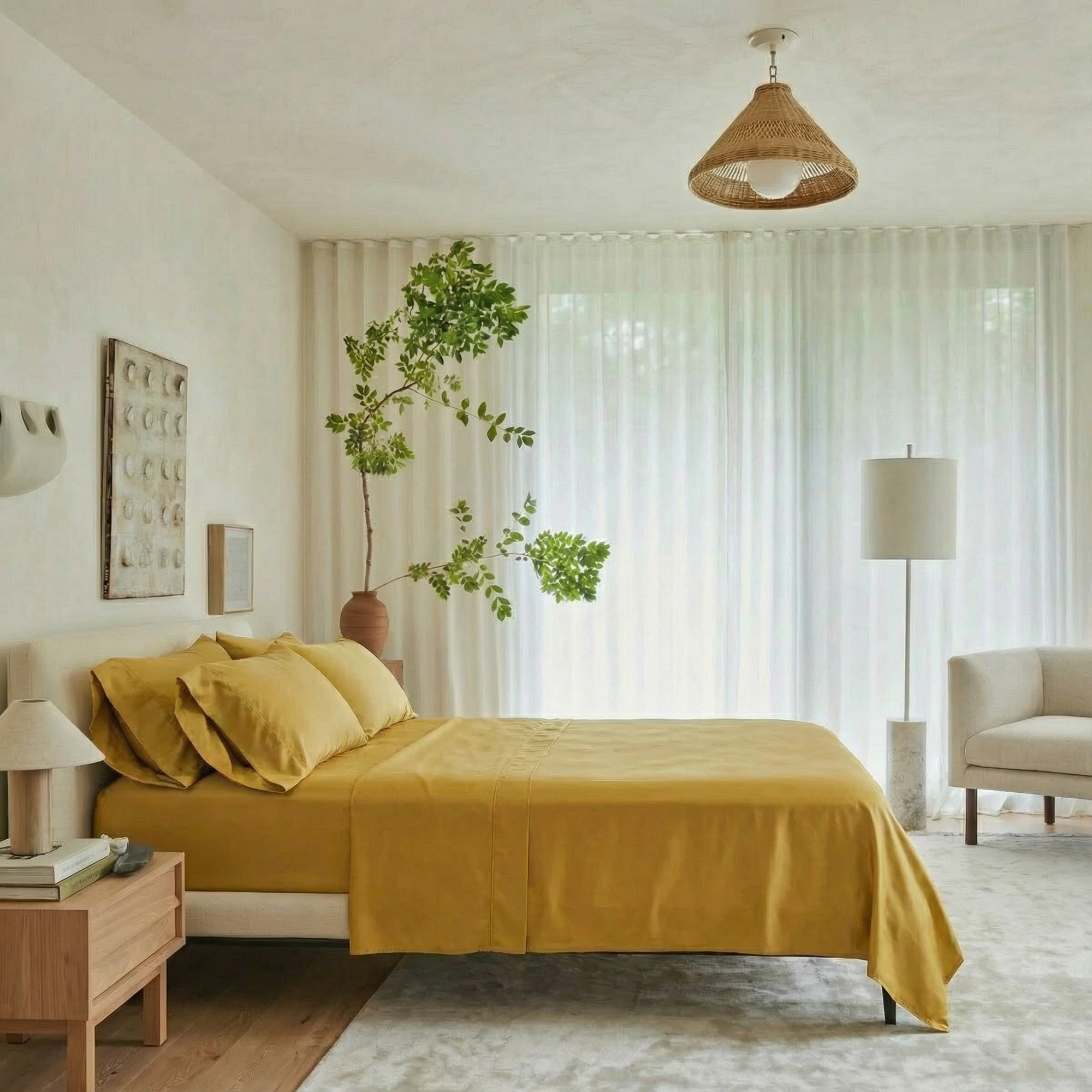 Signature Bamboo Sheet Set, Queen | Saffron Yellow
