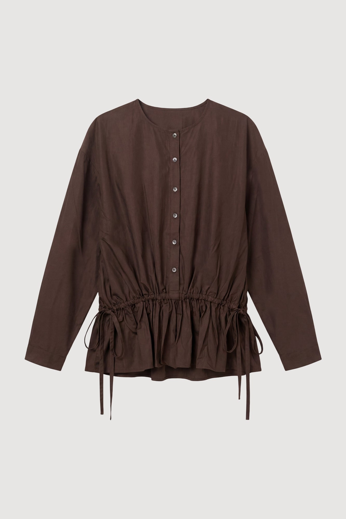 Diana | Sinead Cotton-Silk Ruffle Tunic Blouse in Size Small - Flat