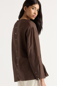Arya | Sinead Cotton-Silk Ruffle Tunic Blouse in Size Small