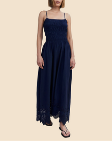 Womens | Delta Midi Dress Eyelet Hem | French Navy