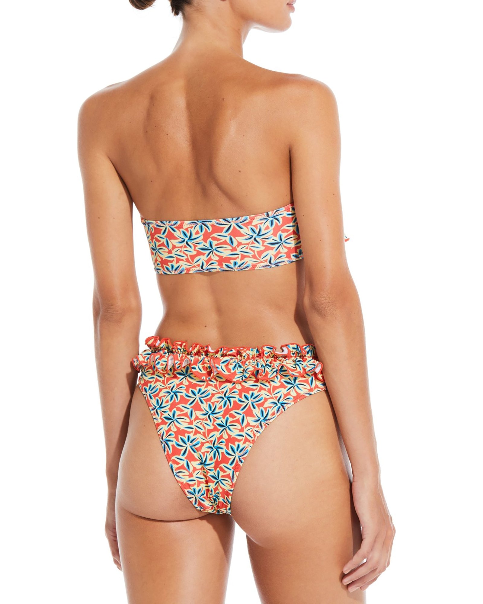 Women | Kaia Bikini Bottom | Coral Orange Floral Daze