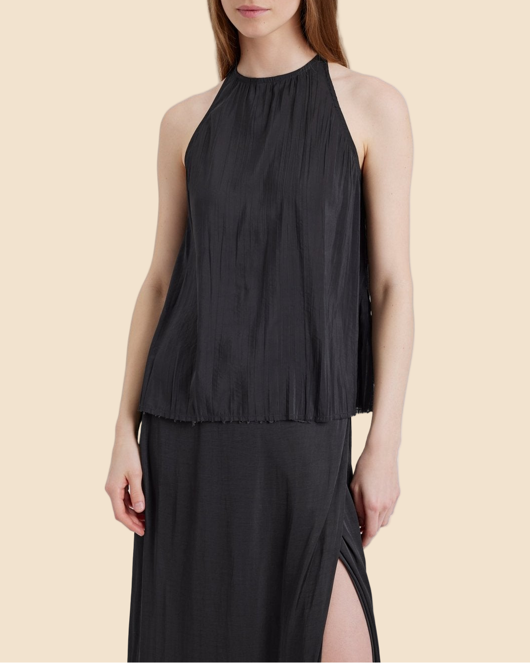 Womens | Milly Sleeveless Tie Neck Top | Noir