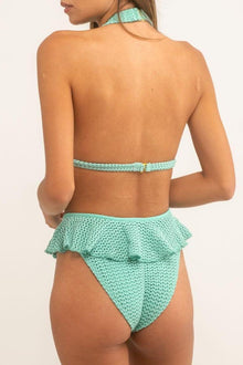 Tamarindo Ruffle Bikini Bottom | Turquoise Crochet