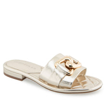 Big Charm Sandal Flat | Soft Gold Faux Metallic Nappa