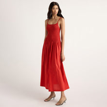 Arya | Venus Smocked Organic Cotton Midi Dress in Size Small