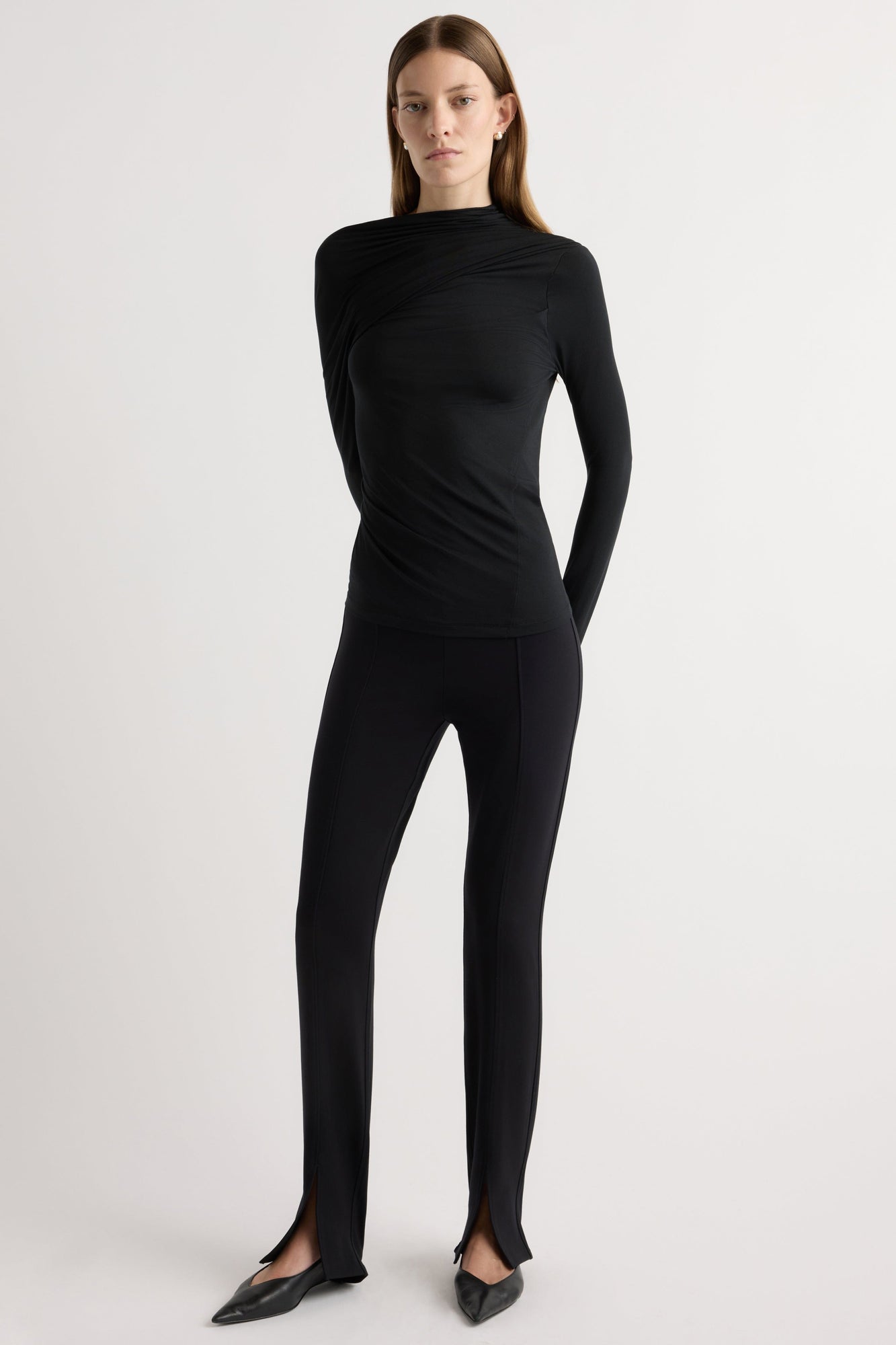 Marije | Veronica Ruched Long-Sleeve Tee in Size Small