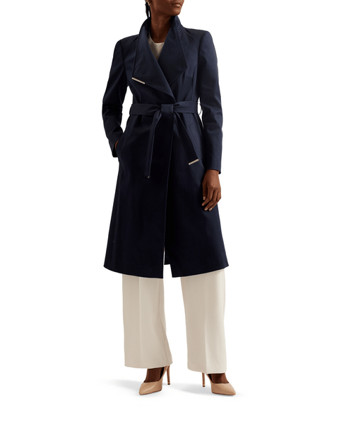 Women | Midi Length Wrap Trench C | Blue Pink