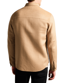 Men | Long Sleeve Splittable Wool Shirt | Pale Brown