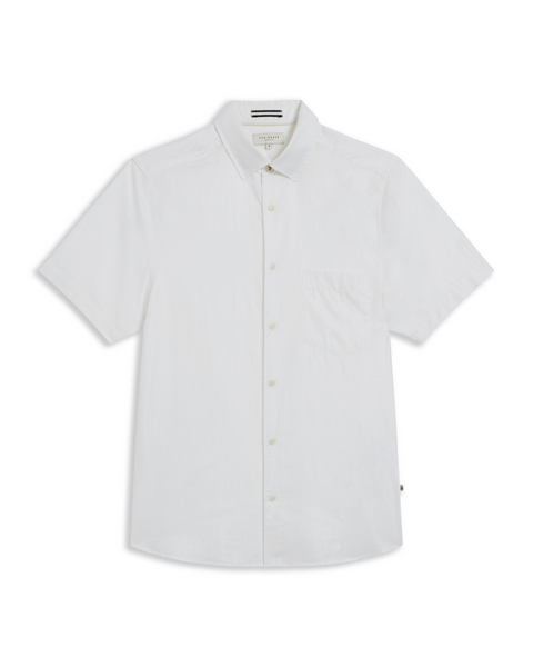 Men | Short Sleeve Linen Shirt | White Multi (V2)