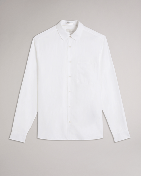 Men | Long Sleeve Linen Shirt | White Multi
