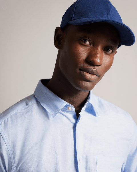 Men | Long Sleeve Linen Shirt | Light Blue Pastel