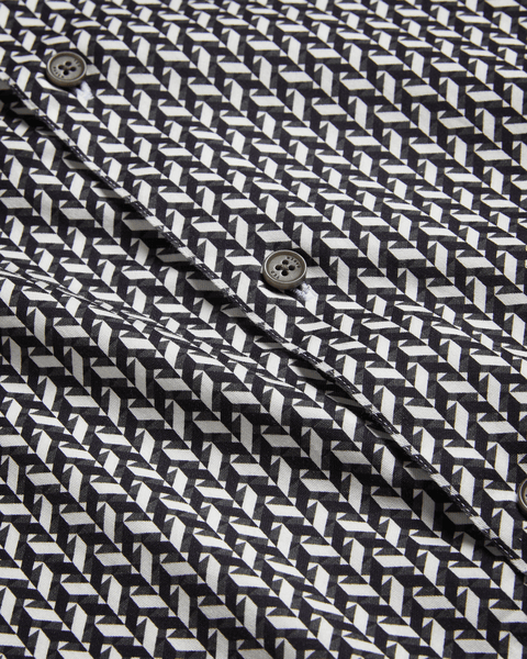 Men | Laceby Long Sleeve Geo Printed Shirt | Black