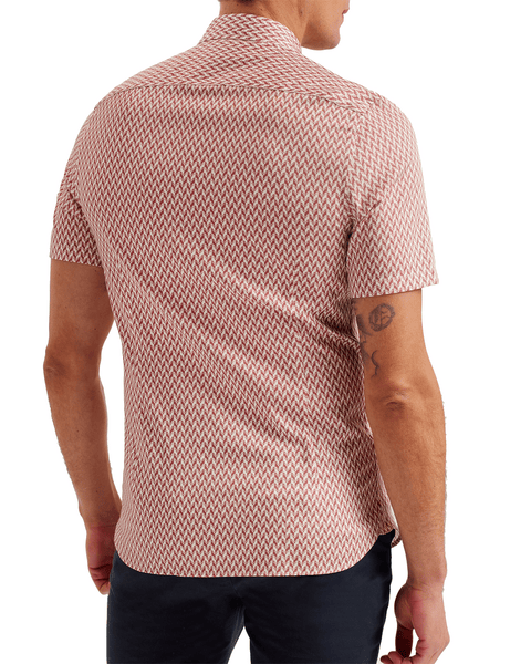 Men | Lacesho Short Sleeve Geo Printed Shirt | Mid Pink