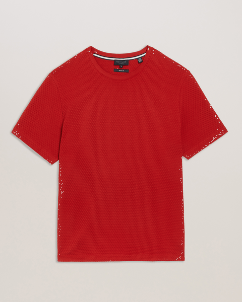 Men | Curlys Short Sleeve Reg Textured T Shirt | Burgundy