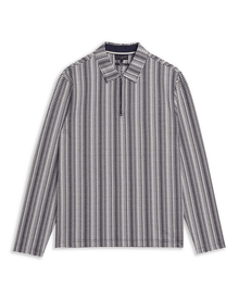Men | Capuzzo Long Sleeve Textured Open Neck | Navy