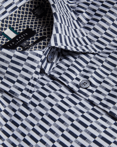 Men | Frestin Long Sleeve Retro Stripe Geo Sh | Navy