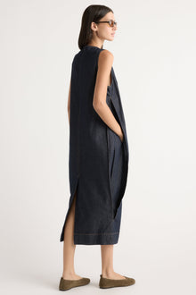 Karolina | Yusra Side-Pleat Dome Denim Dress in Size Extra Small