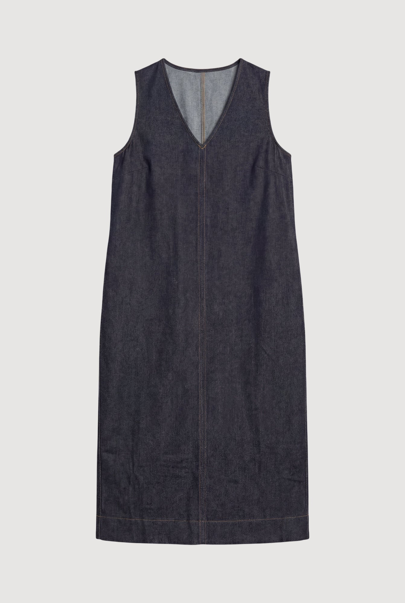 Mali  |  Yusra Side-Pleat Dome Denim Dress in Size Small - Flat