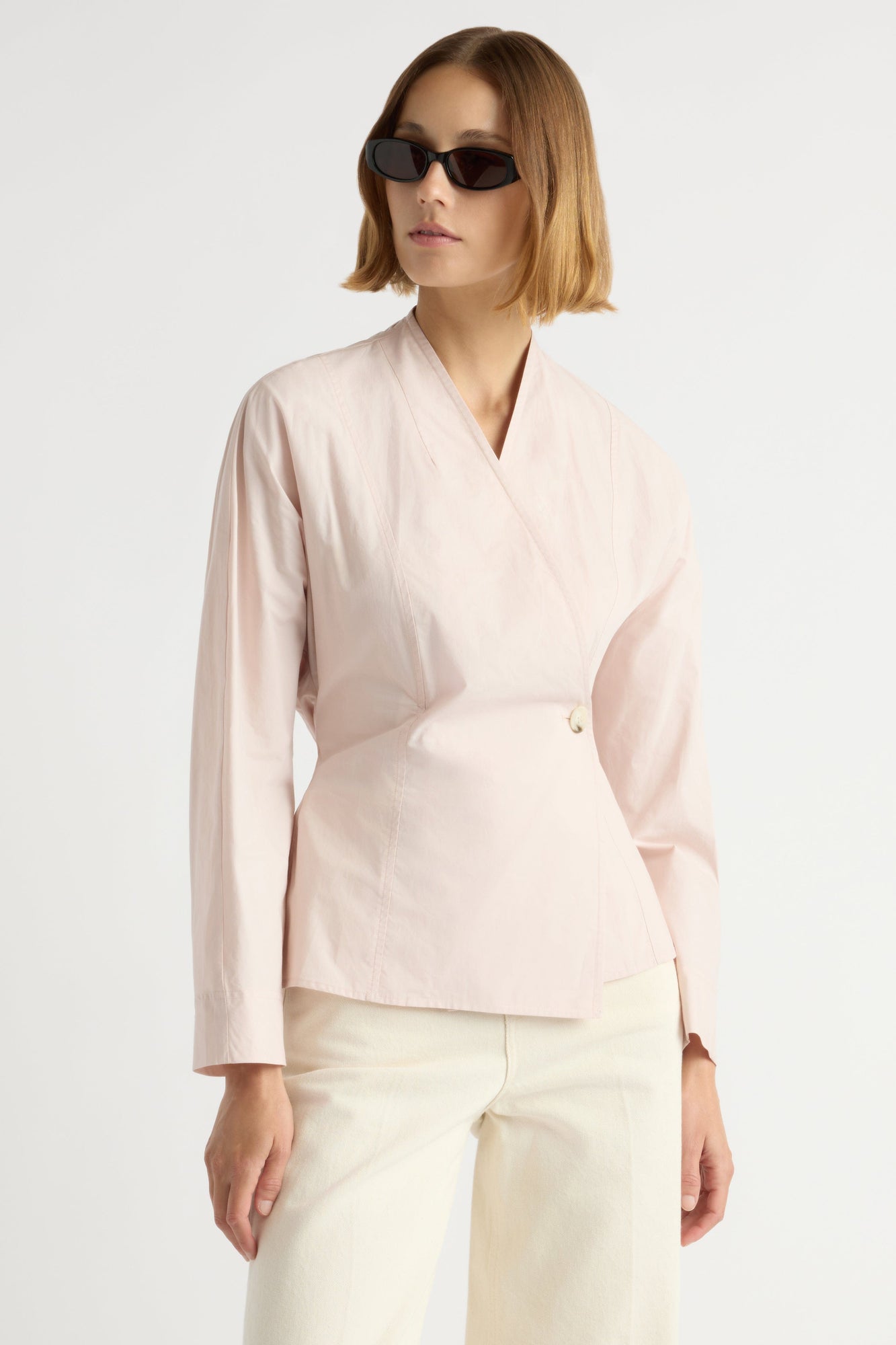 Mali | Zainab Sculpted Cotton Wrap Blouse in Size Small