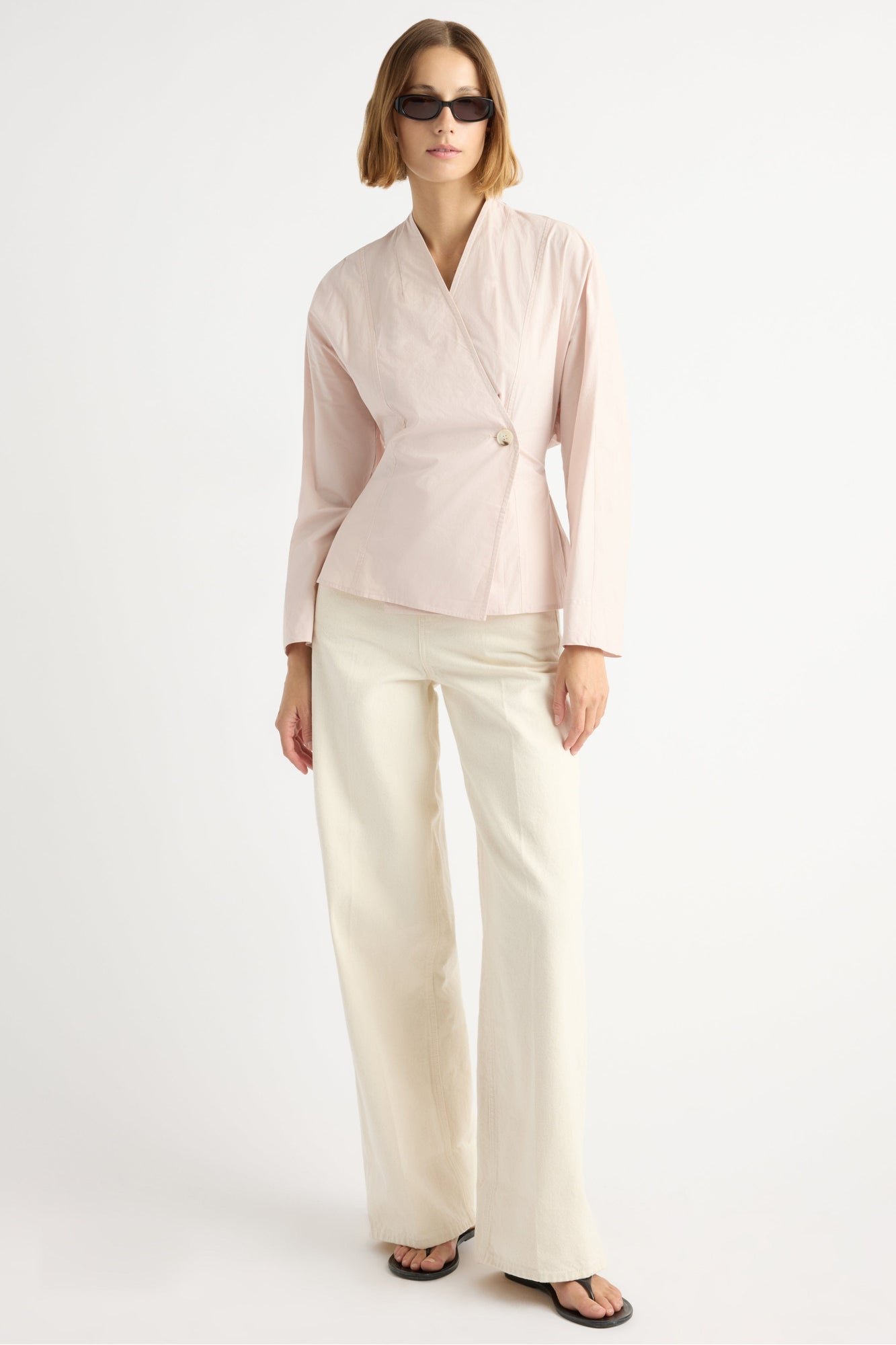 Mali | Zainab Sculpted Cotton Wrap Blouse in Size Small